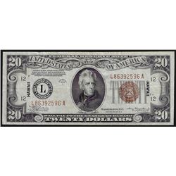 1934 $20 Hawaii Federal Reserve Note WWII Emergency Note