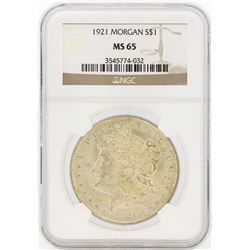 1921 $1 Morgan Silver Dollar Coin NGC MS65