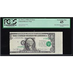 1988A $1 Federal Reserve Note Misaligned Face ERROR PCGS XF45