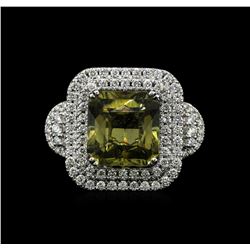 14KT White Gold 9.71ct GIA Cert Yellow Sapphire and Diamond Ring