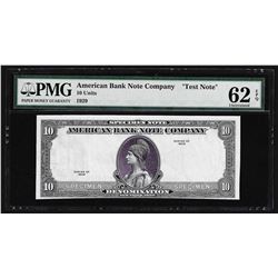 1929 American Bank Note Company Test Note 10 Units PMG 62EPQ