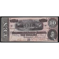 1864 $10 Confederate States of America Note