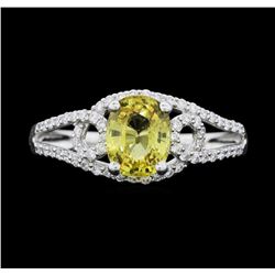 Platinum 1.49ct Yellow Sapphire and Diamond Ring