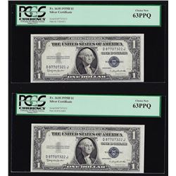 (2) Sequential 1935H $1 Silver Certificate Notes PCGS Choice New 63PPQ
