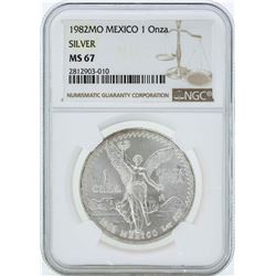 1982MO Mexico 1 Onza Silver Libertad Coin NGC MS67