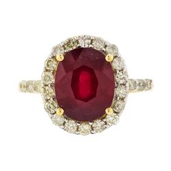14KT Yellow Gold 5.78ct Ruby and Diamond Ring