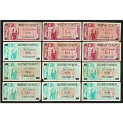 Lot of (12) Assorted Military Payment Certificate Notes