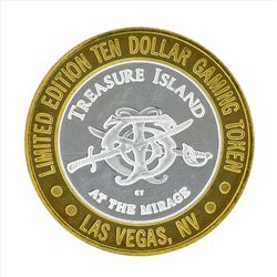 .999 Silver Treasure Island $10 Casino Gaming Token Limited Edition