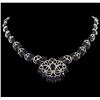 Image 1 : SILVER 56.49ctw Sapphire and Diamond Necklace