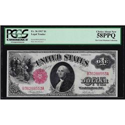 1917 $1 Legal Tender Note PCGS Choice About New 58PPQ
