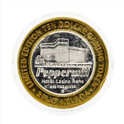 .999 Silver Peppermill Hotel Casino Reno $10 Casino Gaming Token Limited Edition
