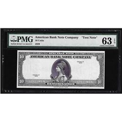 1929 American Bank Note Company Test Note 10 Units PMG 63EPQ