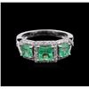 Image 1 : 14KT White Gold 1.40ctw Emerald and Diamond Ring
