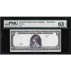 1929 American Bank Note Company Test Note 10 Units PMG 63EPQ