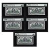 Image 1 : Lot of (5) Consecutive $1 Bank of Canada Note PMG 65/66EPQ