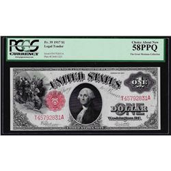 1917 $1 Legal Tender Note PCGS Choice About New 58PPQ