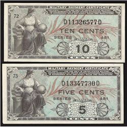 Lot of (2) Series 481 Military Payment Certificate Notes