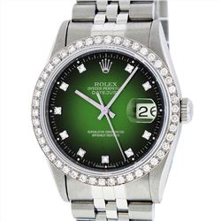 Rolex Stainless Steel 1.40ctw Diamond Datejust Mens Wristwatch