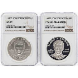 1998-S $1 Robert Kennedy Commemorative Silver Coins NGC MS69 & PF69 Ultra Cameo