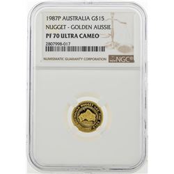 1987P $15 Australian Nugget Gold Coin NGC PF70 Ultra Cameo