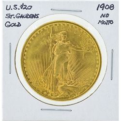 1908 No Motto St. Gaudens Double Eagle Gold Coin