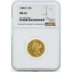 1880-S $5 Liberty Head Half Eagle Gold Coin NGC MS61