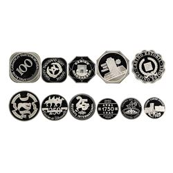 Set of (11) Assorted World Famous Silver Casino Chips