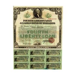 1918 $50 Liberty Loan Bonds - 9 Coupons