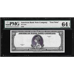 1929 American Bank Note Company Test Note 10 Units PMG 64EPQ