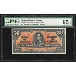 1937 $50 Bank of Canada Note PMG Gem Uncirculated 65EPQ