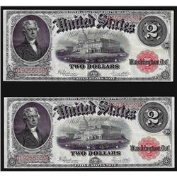 Lot of (2) Consecutive Serial Number 1917 $2 Legal Tender Notes