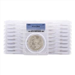 Lot of (20) 1886 $1 Morgan Silver Dollar Coins PCGS MS63