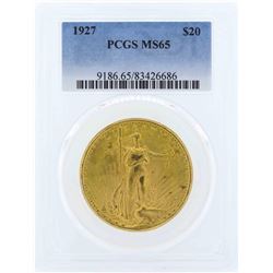 1927 $20 St. Gaudens Double Eagle Gold Coin PCGS MS65