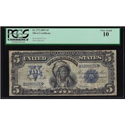 1899 $5 Indian Chief Silver Certificate Bank Note PCGS Very Good 10
