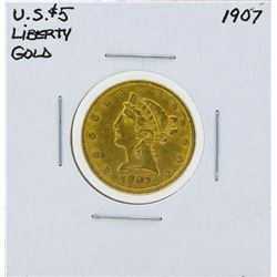 1907 $5 Liberty Head Half Eagle Gold Coin