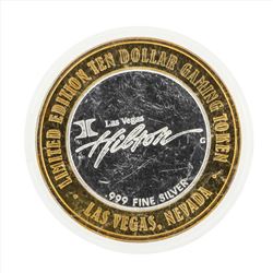 .999 Silver Las Vegas Hilton $10 Casino Gaming Token Limited Edition