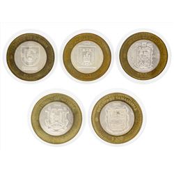 Lot of (5) 2003-2004 Mexico 100 Pesos Bi-Metallic Coins