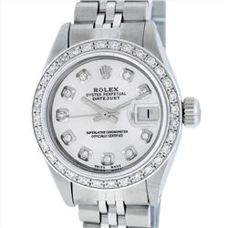 Rolex Stainless Steel 0.70ctw Diamond Datejust Ladies Wristwatch