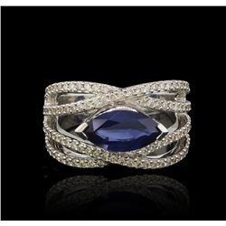 18KT White Gold 2.33ct Blue Sapphire and Diamond Ring