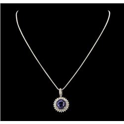 Platinum 8.13ct GIA Certified Tanzanite and Diamond Pendant with Chain