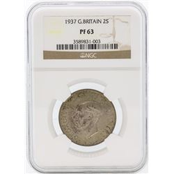1937 Great Britain 2 Shillings Silver Coin NGC PF63