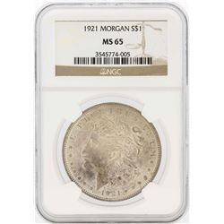 1921 $1 Morgan Silver Dollar Coin NGC MS65