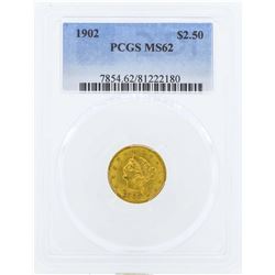 1902 $2 1/2 Liberty Head Quarter Eagle Gold Coin PCGS MS62