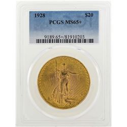 1928 $20 St. Gaudens Double Eagle Gold Coin PCGS MS65+