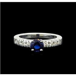 18KT White Gold 1.03ct Blue Sapphire and Diamond Ring