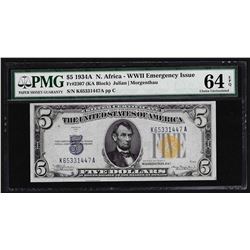 1934A $5 North Africa Silver Certificate WWII Emergency Note PMG CU64EPQ