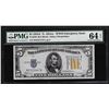 Image 1 : 1934A $5 North Africa Silver Certificate WWII Emergency Note PMG CU64EPQ