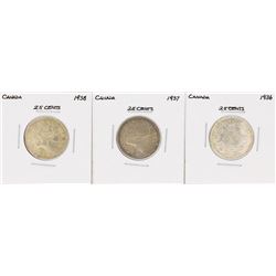 Lot of (3) 1936-1938 Canada 25 Cent Coins