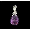 Image 2 : 14KT White Gold 20.50ct Amethyst and Diamond Pendant