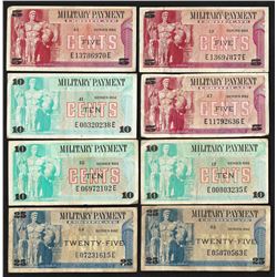 Lot of (8) Assorted Military Payment Certificate Notes